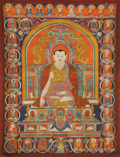 A Thangka of Seated Lama