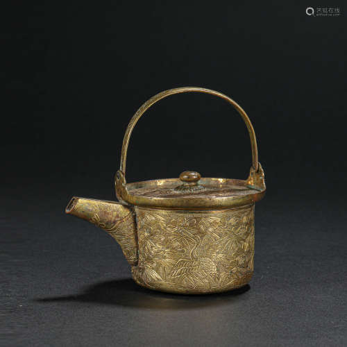 日本十九世紀銅鎏金壺