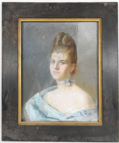Léo SCHIRRMANN (XIXème). Portrait de femme. Pastel. Signé en...