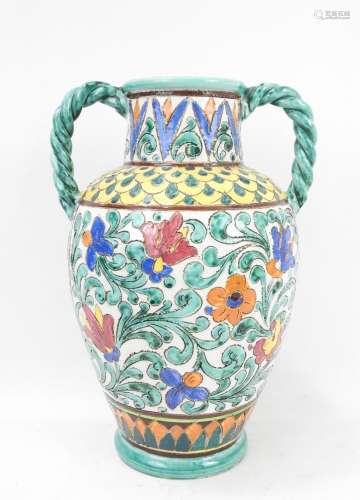 MONACO : Vase à deux anses en céramique. Haut.: 36 cm.
