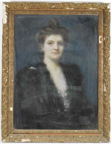 Alix de la TERRELLE (XIXème). Portrait de femme. Pastel. Sig...