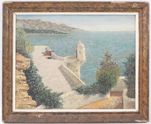 CH. HUET (XXème). Monte Carlo. Terrasse près du musée océano...