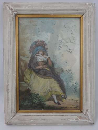 ECOLE FRANCAISE du XIXème siècle : Portrait d'une élégante à...