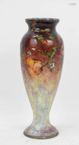 Jules SARLANDIE (1874-1936) - LIMOGES: Vase en métal rehauss...