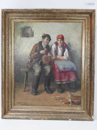 George A. HORVATH (né en 1933, Hongrie) : couple. Huile sur ...