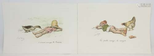 Georges REDON (1869-1943) d'après. Deux estampes en couleurs...
