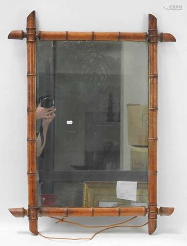 MIROIR bambou. 85 x 64 cm.