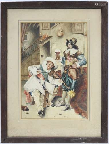 Ecole du XIXème siècle. Le joueur de violon. Aquarelle. 44 x...