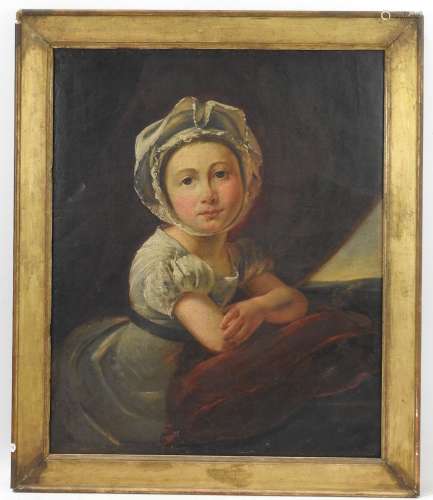 Ecole du XIXème. Portrait de fillette. Huile sur toile. 60 x...