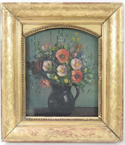 AILLAUD (XIX-XXème). Bouquet de fleurs. Huile sur panneau. S...