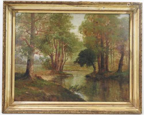 G. CORBIER (XIX-XXème). Ruisseau. Huile sur toile. Signé en ...