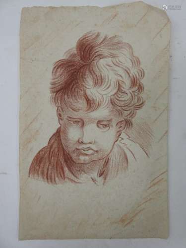 Ecole française du XIXème siècle : portrait d'enfant. Sangui...