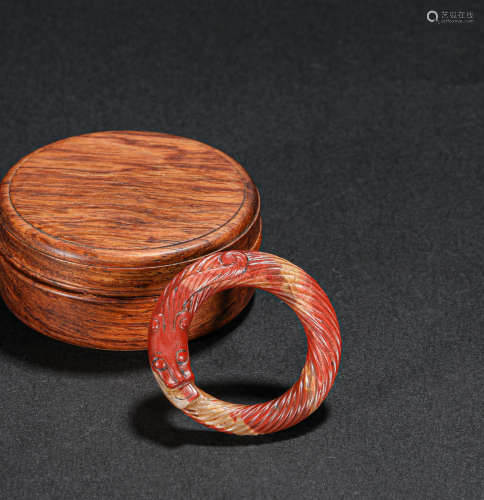 漢紅縞瑪瑙絞絲龍環