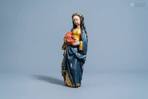 A carved and polychromed wooden Virgin and Child, Southern N...