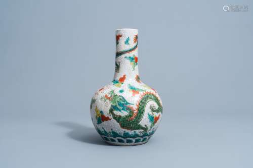 A Chinese Nanking famille verte crackled glazed tianqiu ping...