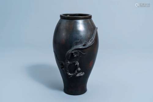 A Japanse bronze 'dragon' vase, marked, Meiji, 19th C.