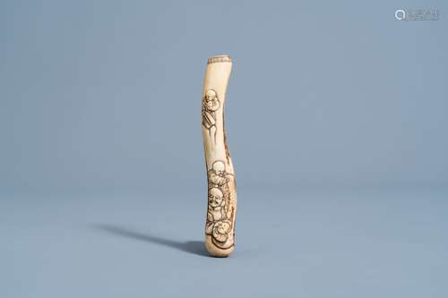 A Japanese ivory kiseruzutsu or pipe case of the otoshi-zuts...