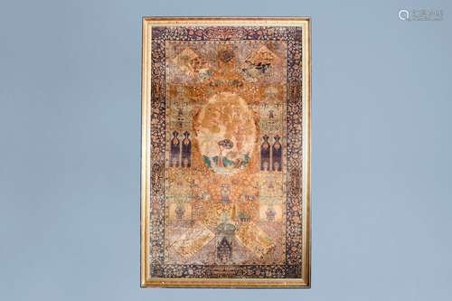 A Turkish Kayseri pictorial rug, silk on cotton, Anatolia, 1...