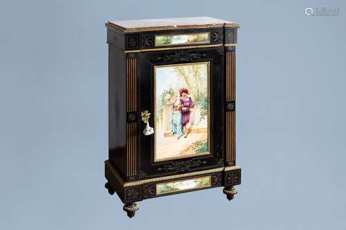 A French Historicism bronze mounted one-door cabinet with a ...