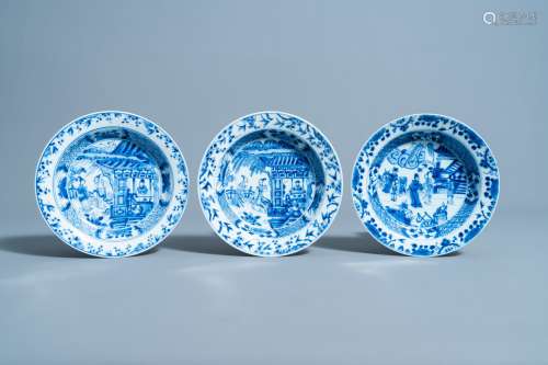 Three Chinese blue and white 'Romance of the Western Chamber...