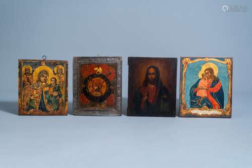 Four various Russian icons, probably 18th C. and later