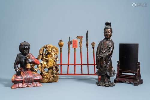 A varied collection of Chinese wood and lacquer ware, 19th/2...