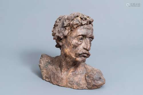 Belgian or French school: Portrait bust of a man, patinated ...