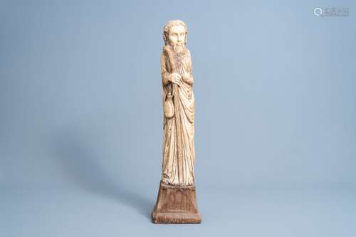 A French Gothic revival carved ivory figure of Saint James o...