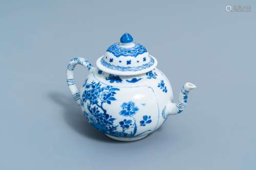 A fine Chinese blue and white teapot and cover with antiquit...