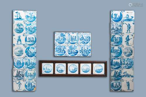 39 various Dutch Delft blue and white tiles, 17th C. and lat...