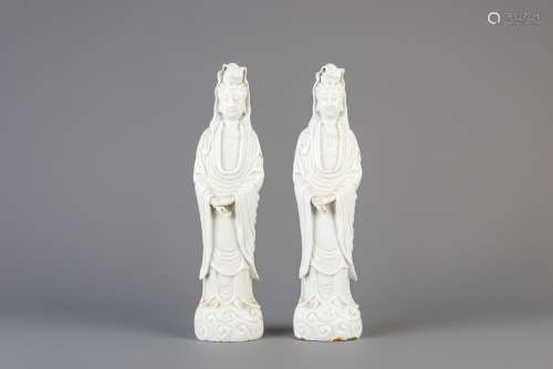 Two Chinese blanc de Chine Dehua figures of Guanyin, 18th/19...