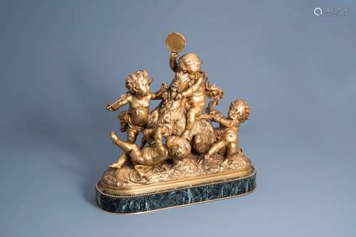 Albert-Ernest Carrier-Belleuse (1824-1887): Four putti makin...