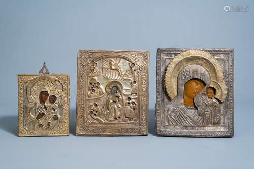 Two Russian 'Mother of God' icons and an 'Ascension of Elija...