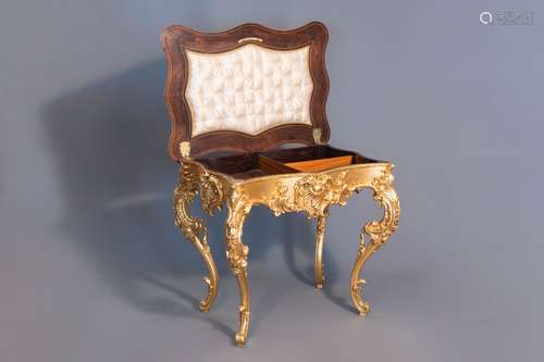 A lavish gilt Louis XV style coiffeuse with rosewood veneer ...