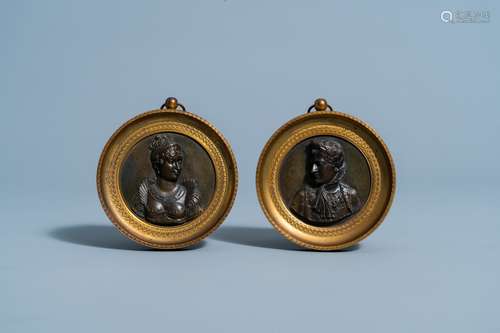 A pair of bronze Empire alto relievo plaques depicting the p...