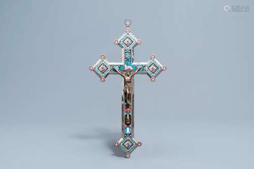 An Italian micro mosaic crucifix with the Mystic Lamb, ca. 1...