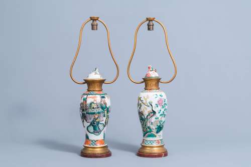 Two various Chinese famille verte and famille rose vases and...