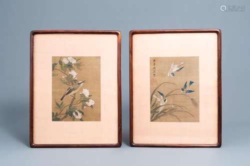 Chinese school, ink and colours on silk, 19th/20th C.: Two w...