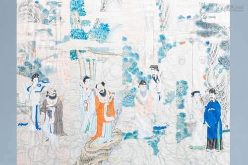 Chinese school, ink and colours on silk, 19th/20th C.: Four ...