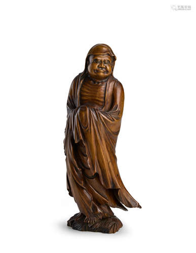 A Hardwood Sculpture of Bodhidharma