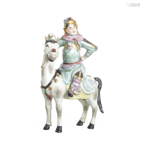 Chinese Porcelain Horseback Warrior