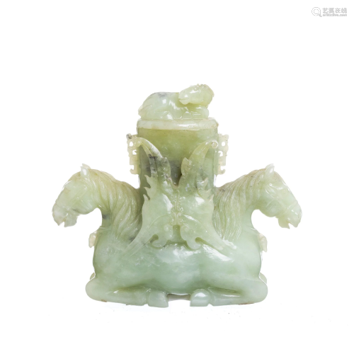 Chinese jadeite horse censer / box