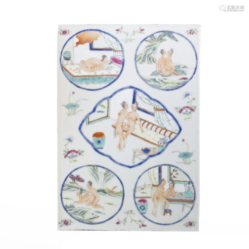 Chinese porcelain erotic plaque
