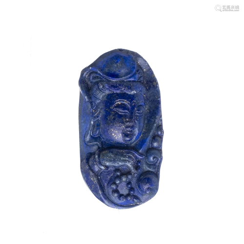 'Guanyin' pendant lapiz lazuli plaque