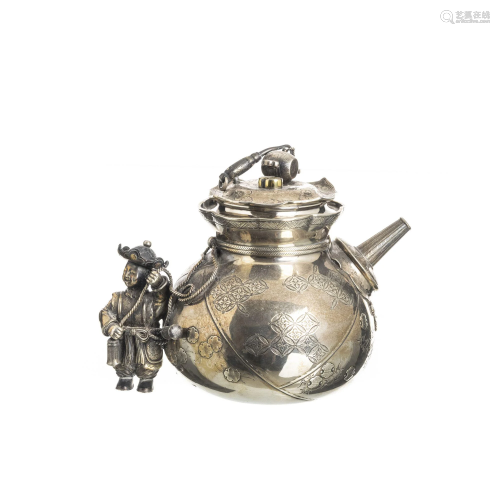 Japanese figural silver teapot