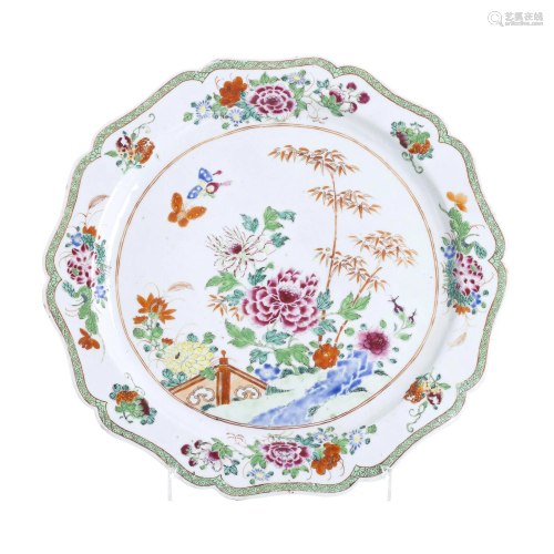 Large Famille Rose Peony Charger, Qianlong