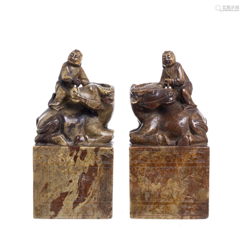 Pair of Chinese stone seal bases