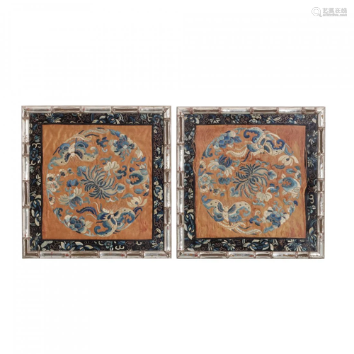 Pair of Chinese emblem embroideries