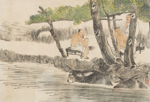 CHINESE SCHOOL, 20th Century - 'Landscape with figures'