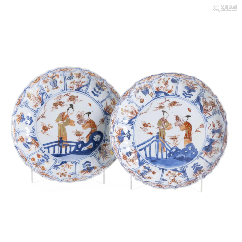 Pair of Chinese Porcelain 'Figure' Plates, Kangxi